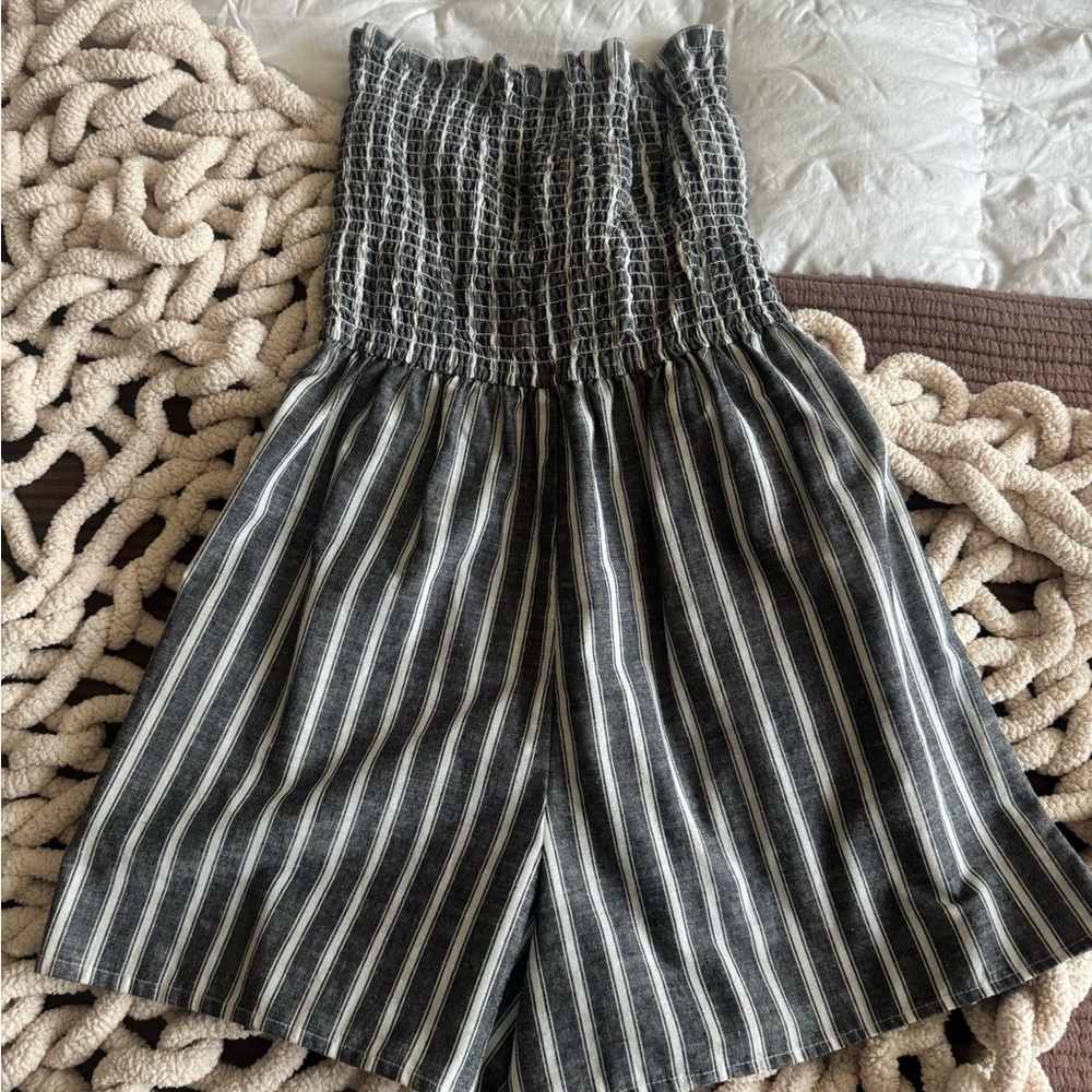 Chic Black and White Striped Jumpsuit